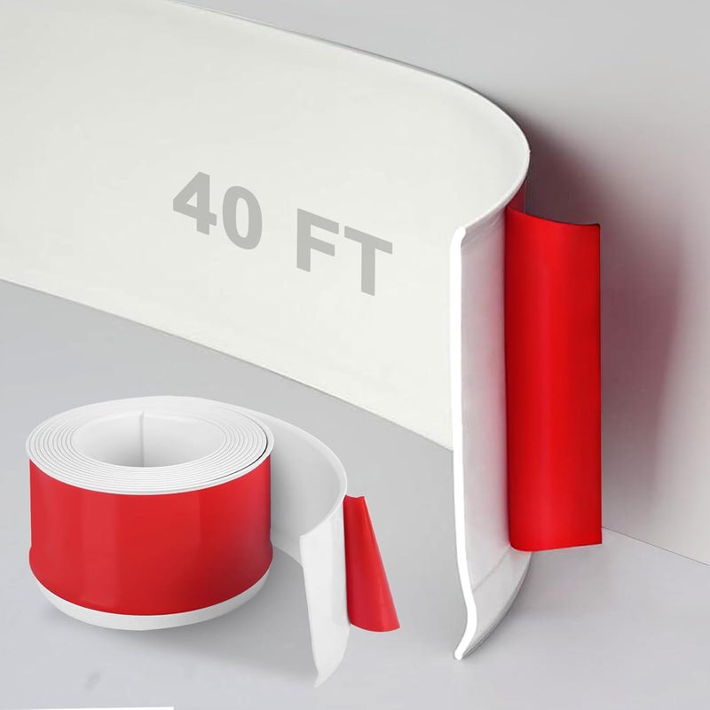 DGSL DSGL Flexible Baseboard Molding Trim, 4 in x 40 Ft Self-Adhesive Vinyl Wall Base,Peel and Stick Rubber Wall Base Moulding Trim (White) - Image 1